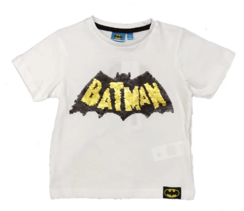 Batman T-Shirt Weiß mit Wendepailetten
